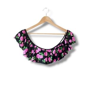 Top Model Junior's Ruffled Off Shoulder Floral Bikini Top| M